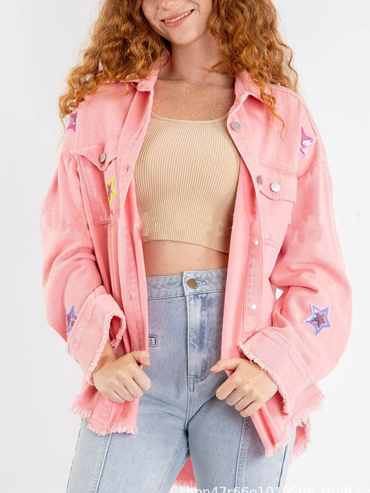 Star Sequin Long Sleeve Cardigan Jacket