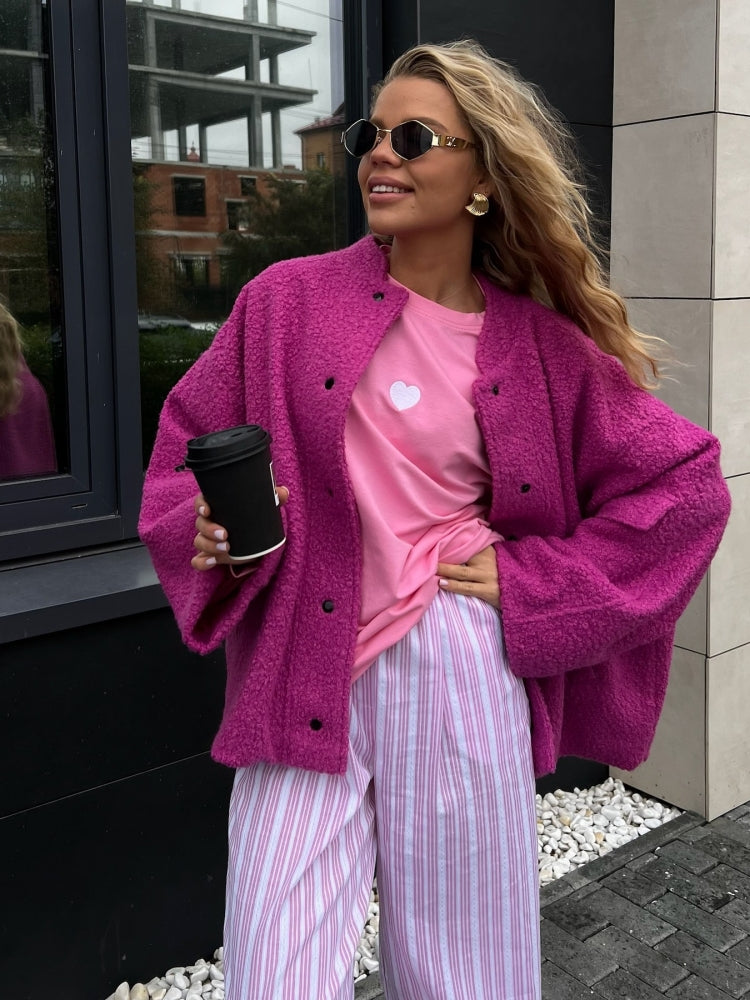 Collarless Long Sleeve Cardigan