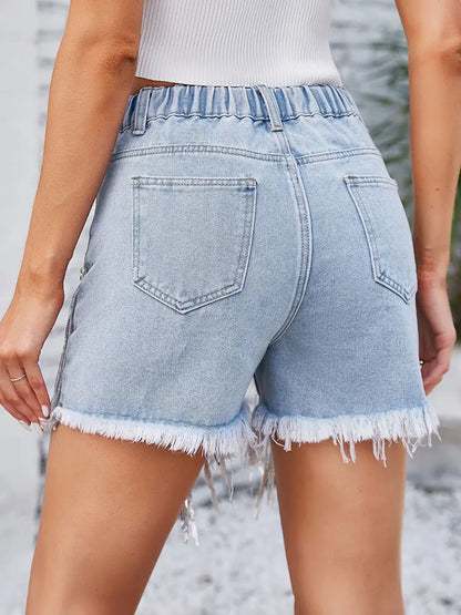 Sparkling Embellished Fringe Shorts