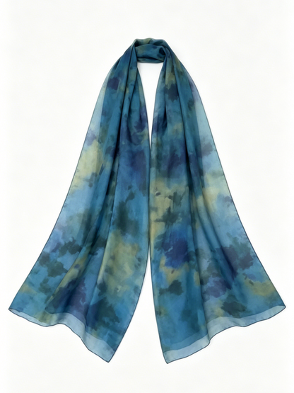 Watercolor Print Asymmetric Top & Skirt Set