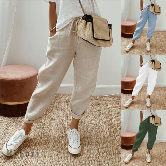 Casual Cotton and Linen Pants for Women